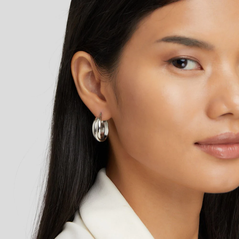 Talia Silver Hoop Earrings - Image 3