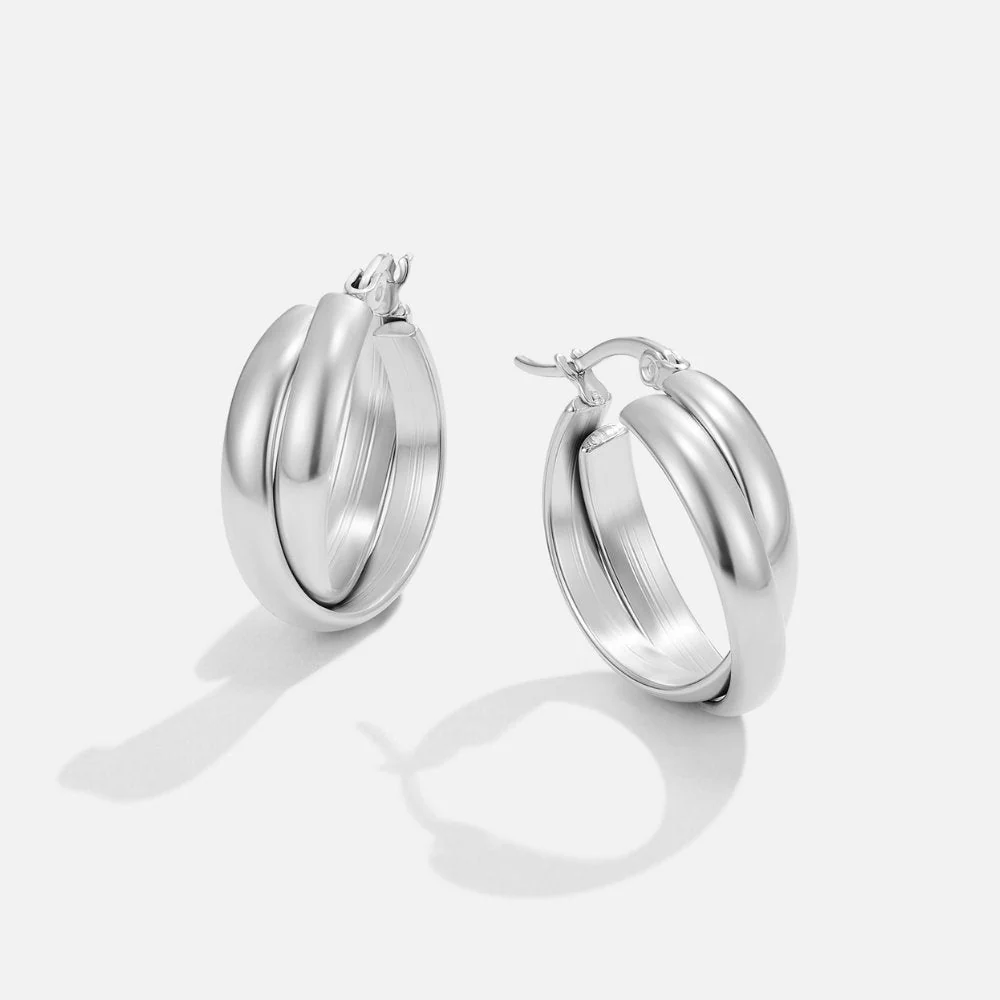 Talia Silver Hoop Earrings - Image 7