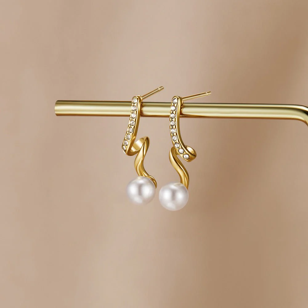 Tamara Pearl Wave Earrings - Image 2