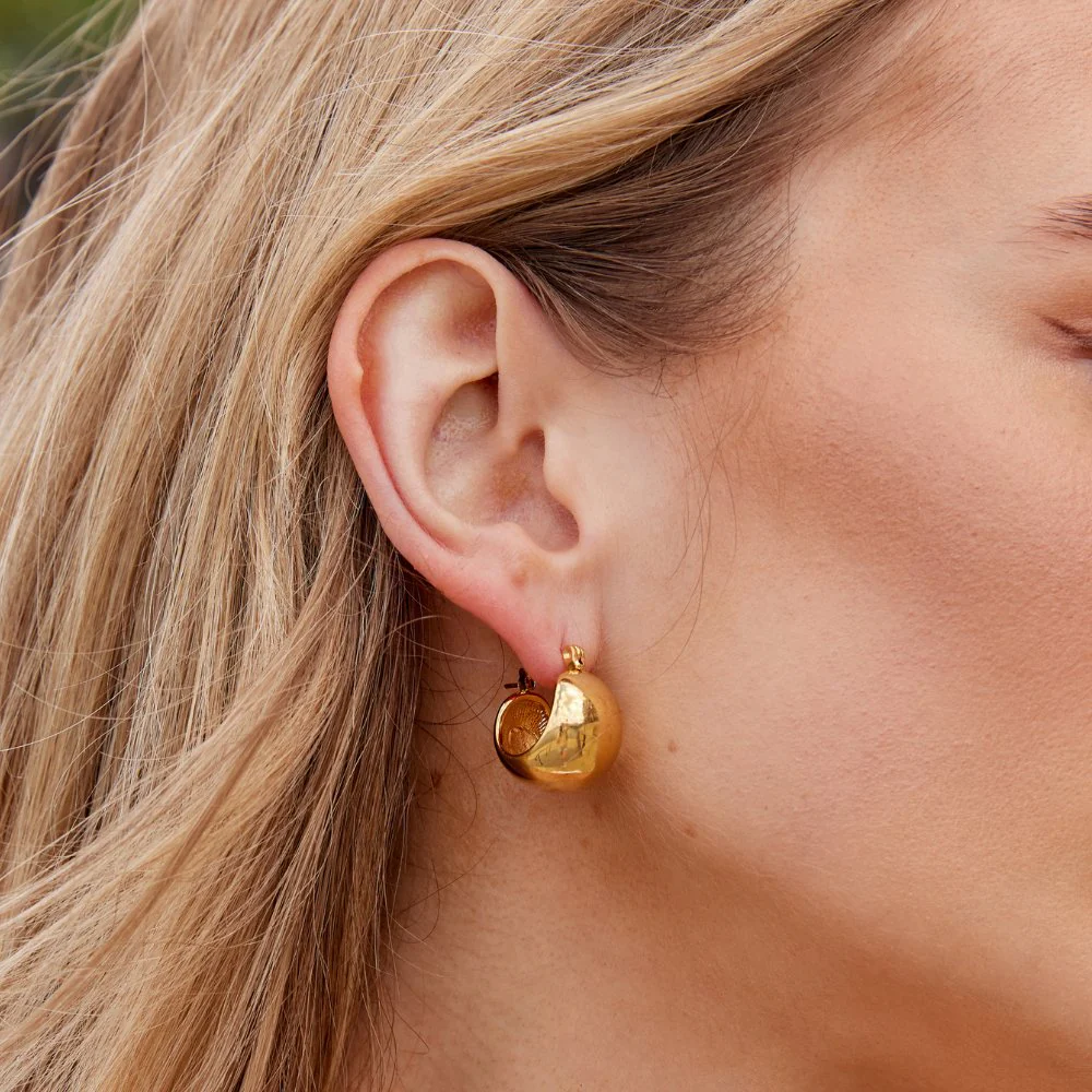 Tara Gold Chunky Hoop Earrings - Image 2