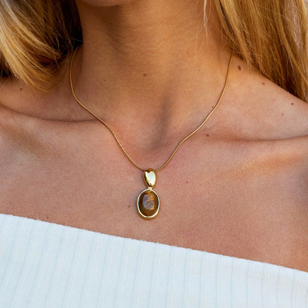 Tiger Eye Stone Long Necklace - Image 2
