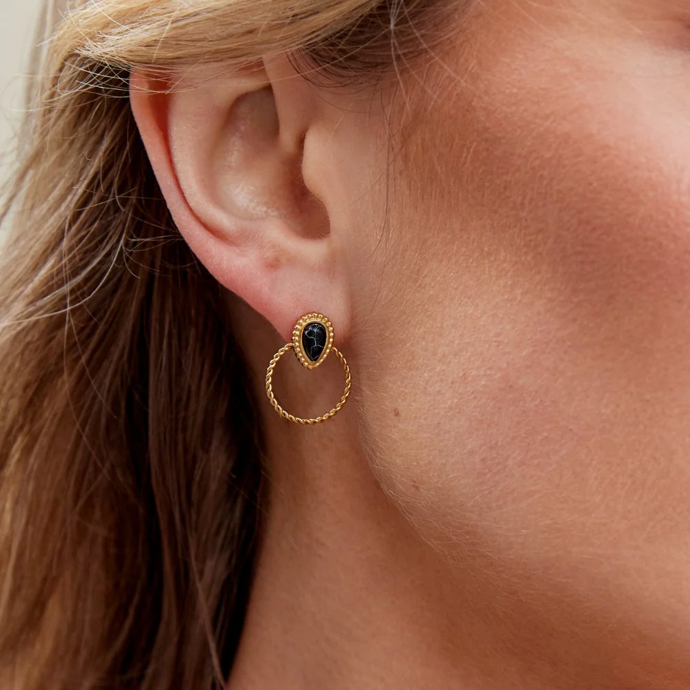 Tori Black Stone Earrings - Image 2