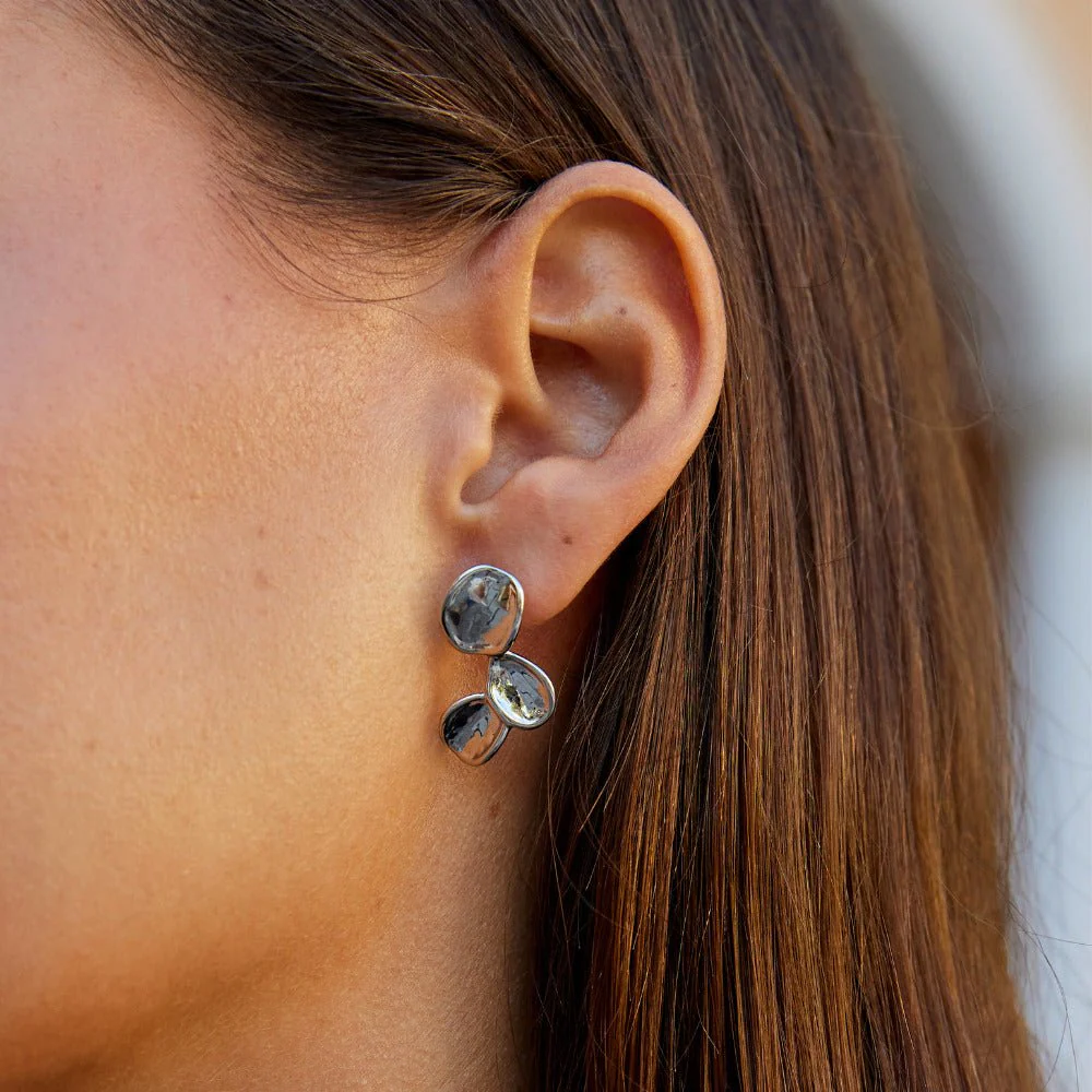 Tori Silver Petal Drop Earrings - Image 2