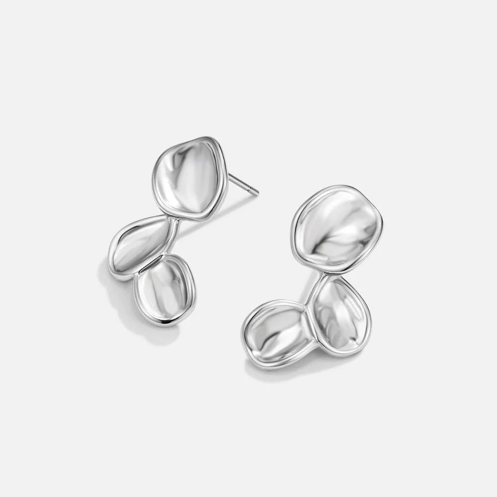 Tori Silver Petal Drop Earrings - Image 3