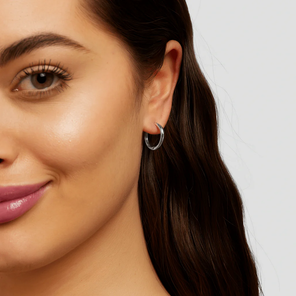 Triple Hoop Earrings Silver Set - Image 2
