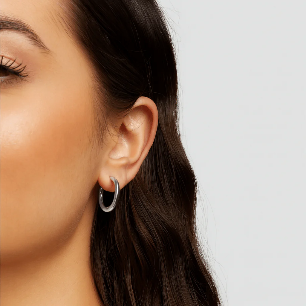 Triple Hoop Earrings Silver Set - Image 3