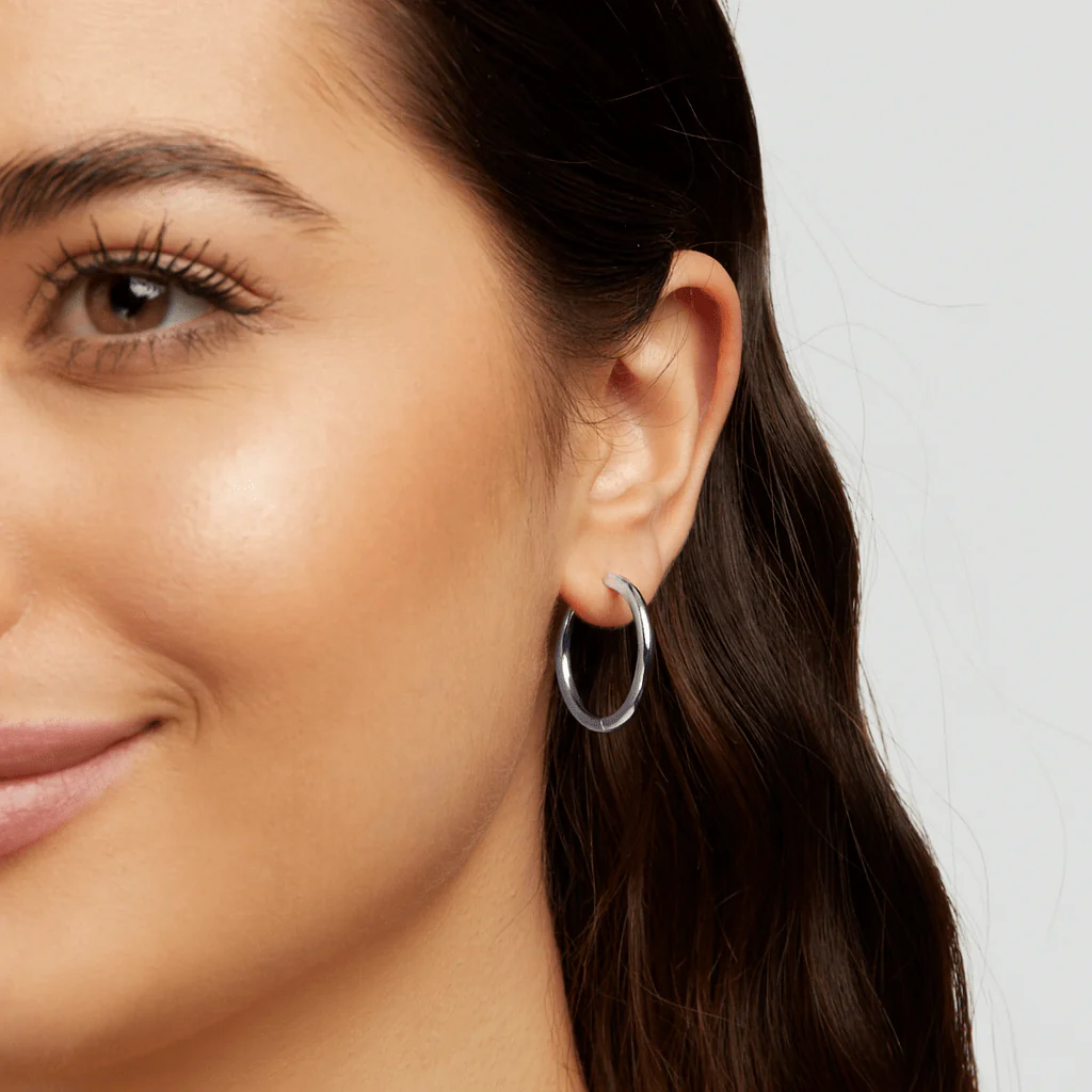 Triple Hoop Earrings Silver Set - Image 4