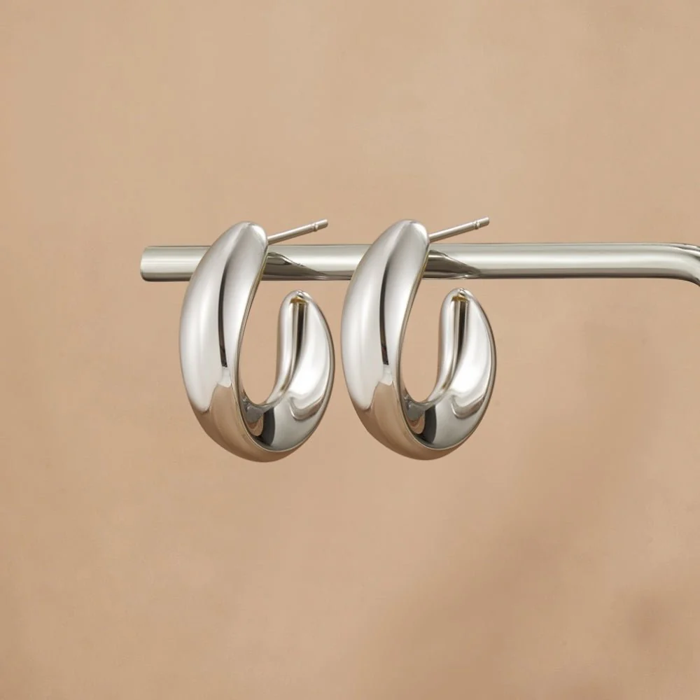 Twisted Sarah Silver Hoop Earrings - Image 3