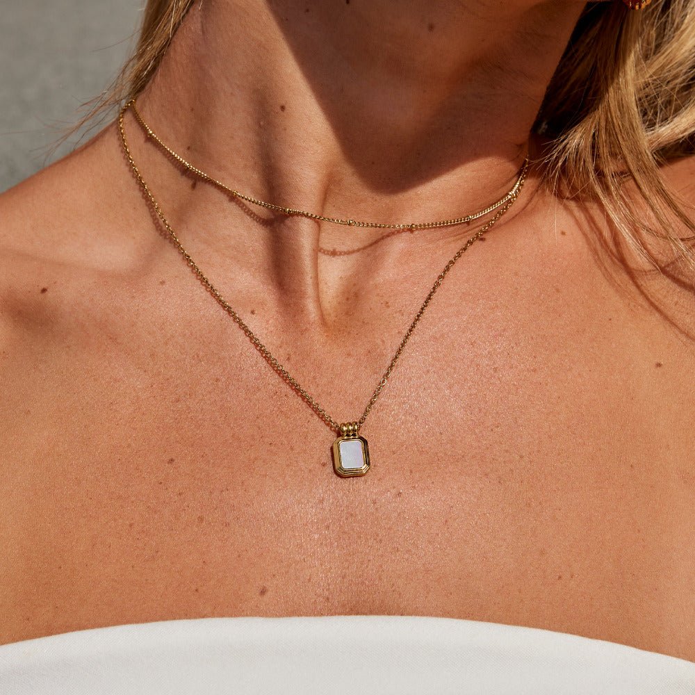 Valerie Layered White Pendant Necklace - Image 2