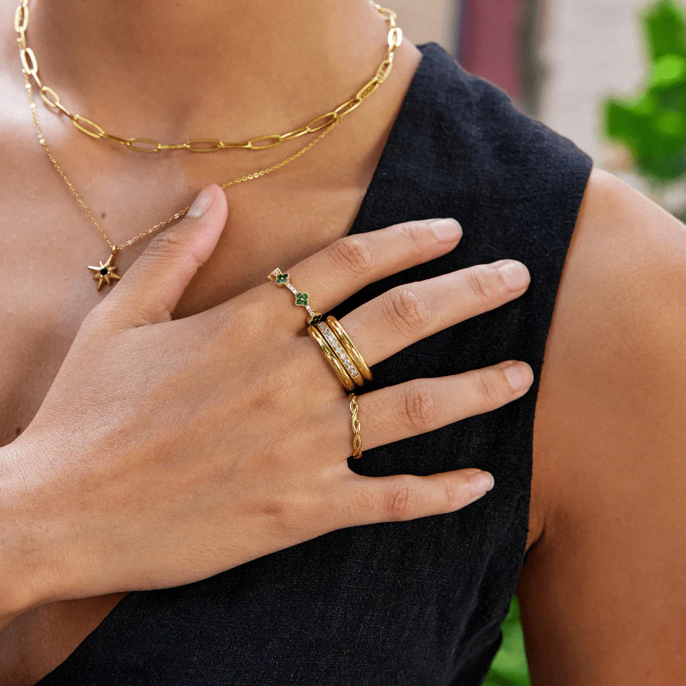 Vana Trio Gold & Crystal Ring Set - Image 2