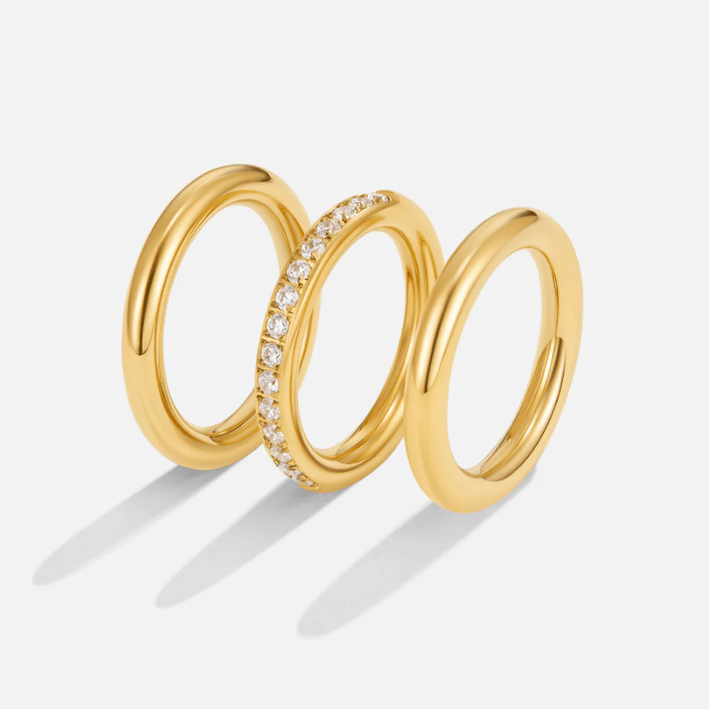 Vana Trio Gold & Crystal Ring Set - Image 3