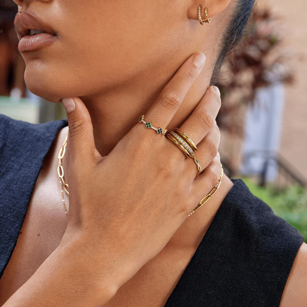 Vana Trio Gold & Crystal Ring Set - Image 4