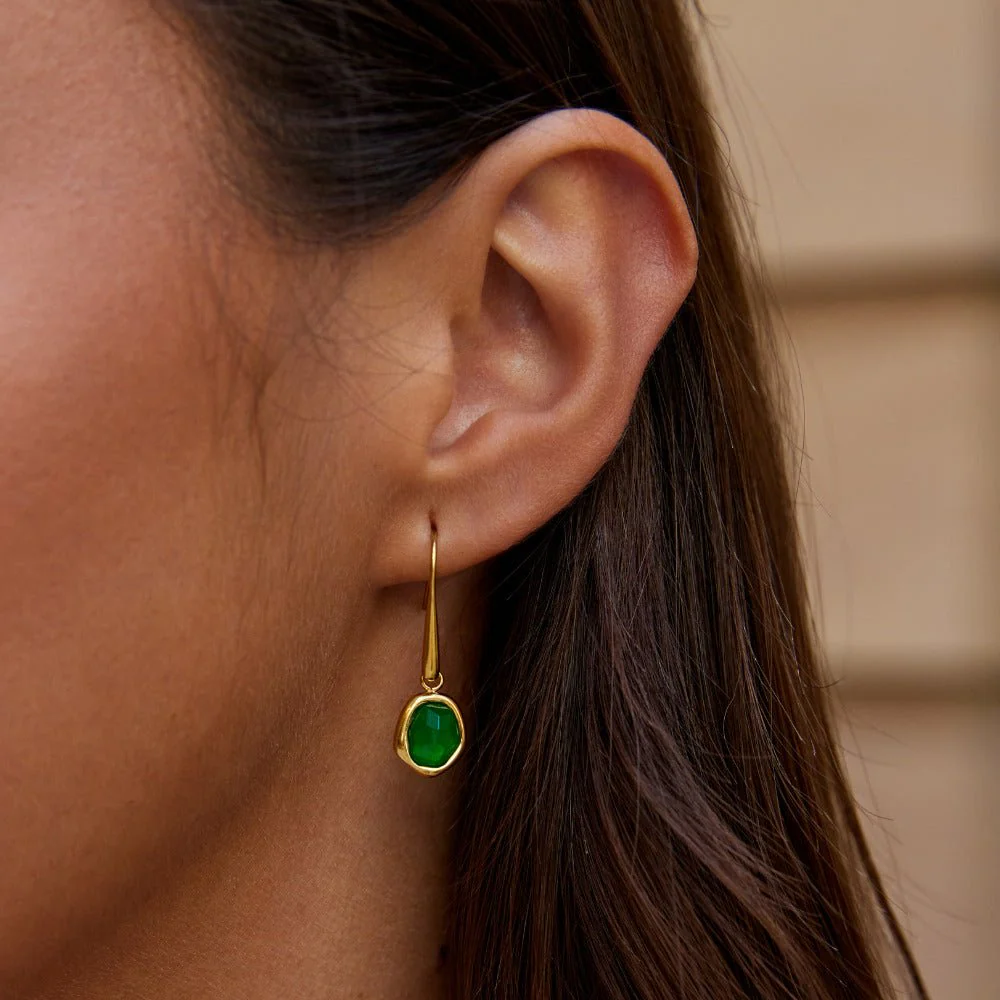 Vintage Emerald Drop Earrings - Image 2