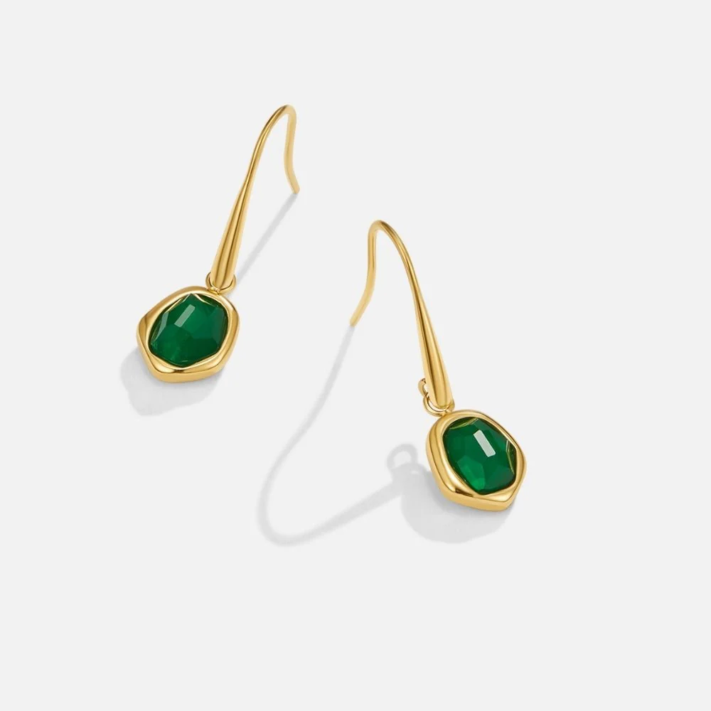 Vintage Emerald Drop Earrings - Image 3