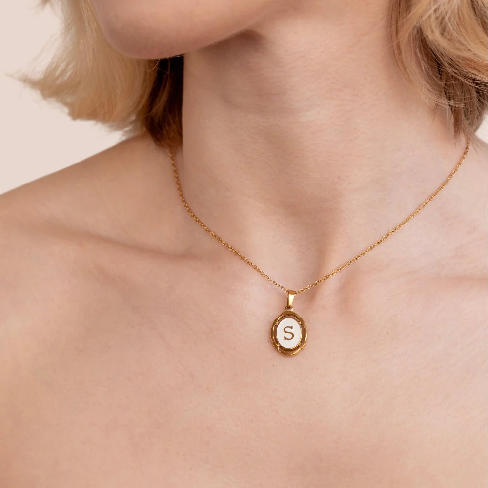 Vintage Gold Letter Necklace - Image 2