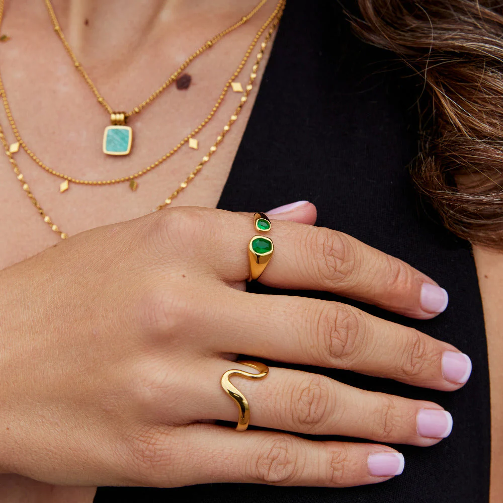 Vintage Green Emerald Wrap Ring - Image 5