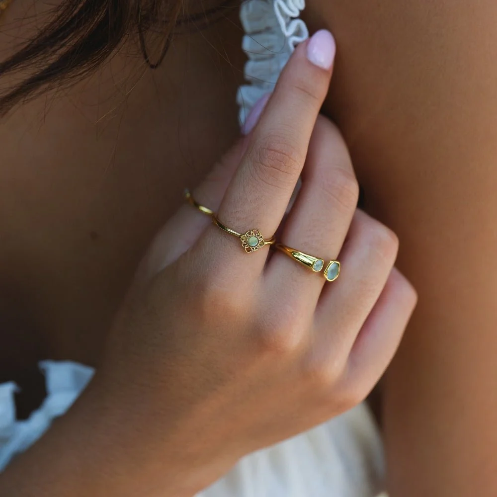 Vintage Lotus Flower Opal Ring - Image 3