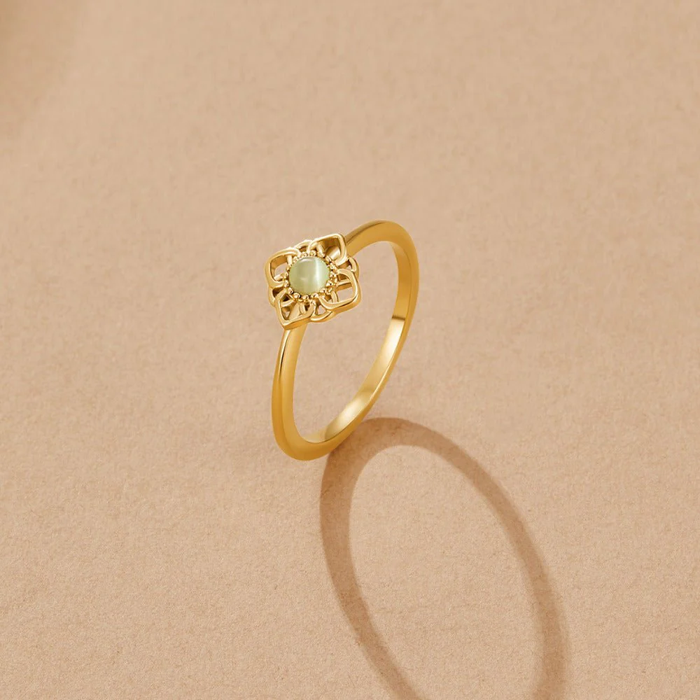 Vintage Lotus Flower Opal Ring - Image 4