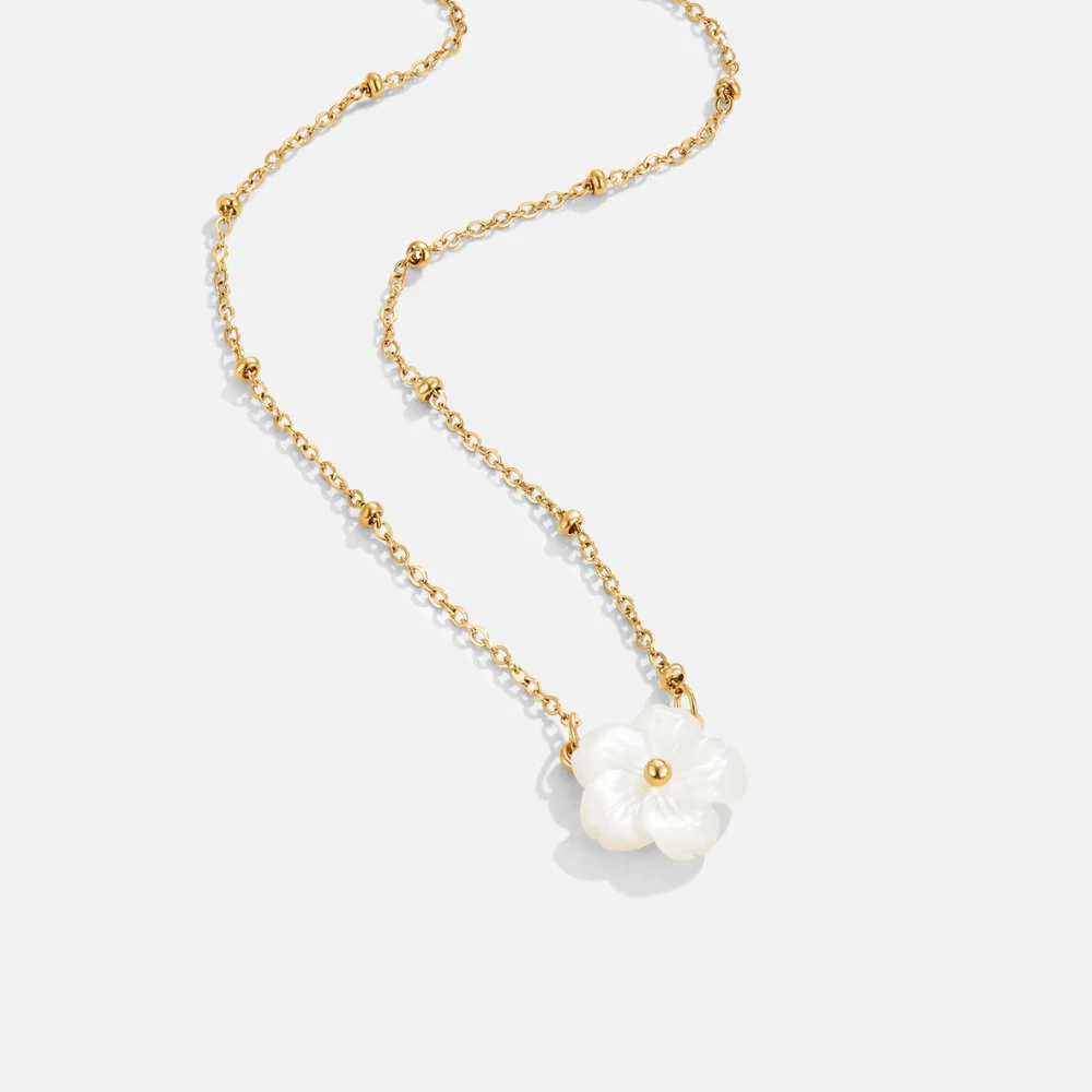 White Blossom Flower Necklace - Image 4