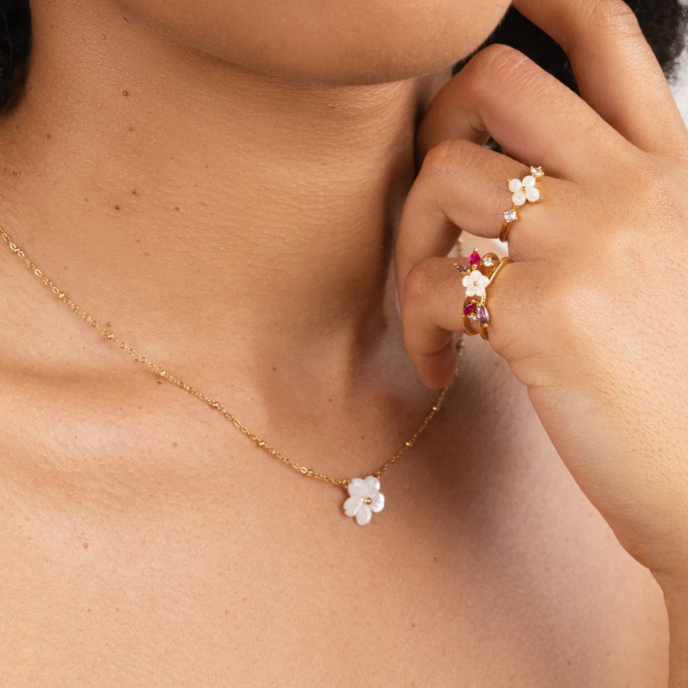 White Blossom Flower Necklace - Image 7