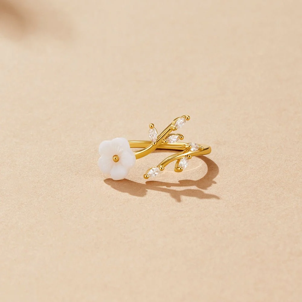 White Blossom Flower Ring - Image 3