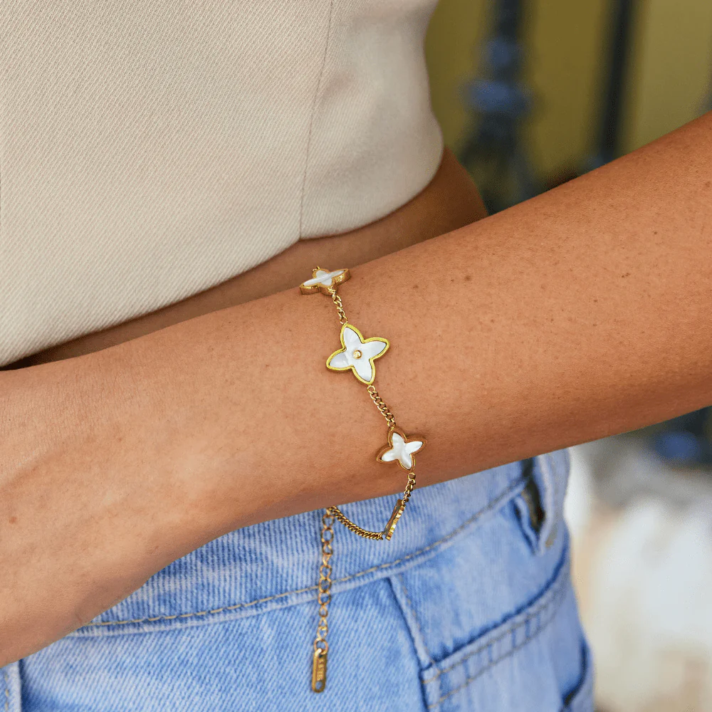 White Blossom Petal Bracelet - Image 2