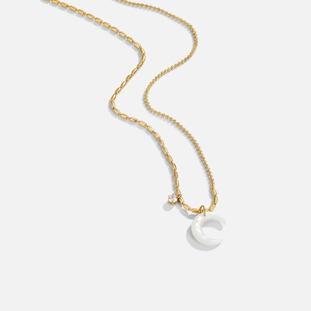 White Crescent Moon Necklace - Image 2