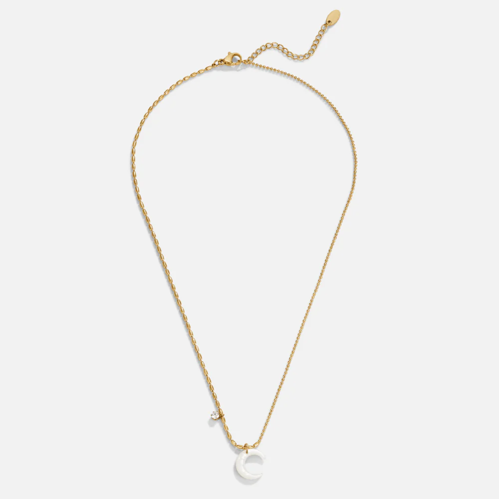 White Crescent Moon Necklace - Image 3