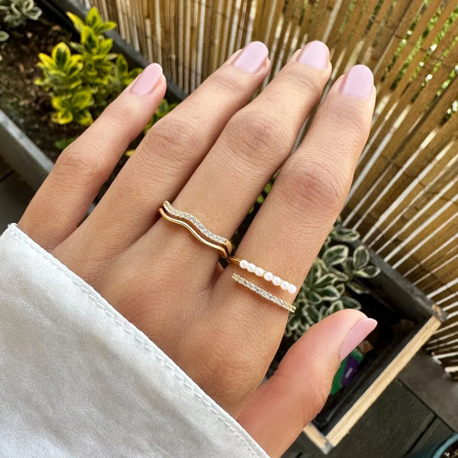 “Wrap Me” Pearl & Crystal Ring - Image 3