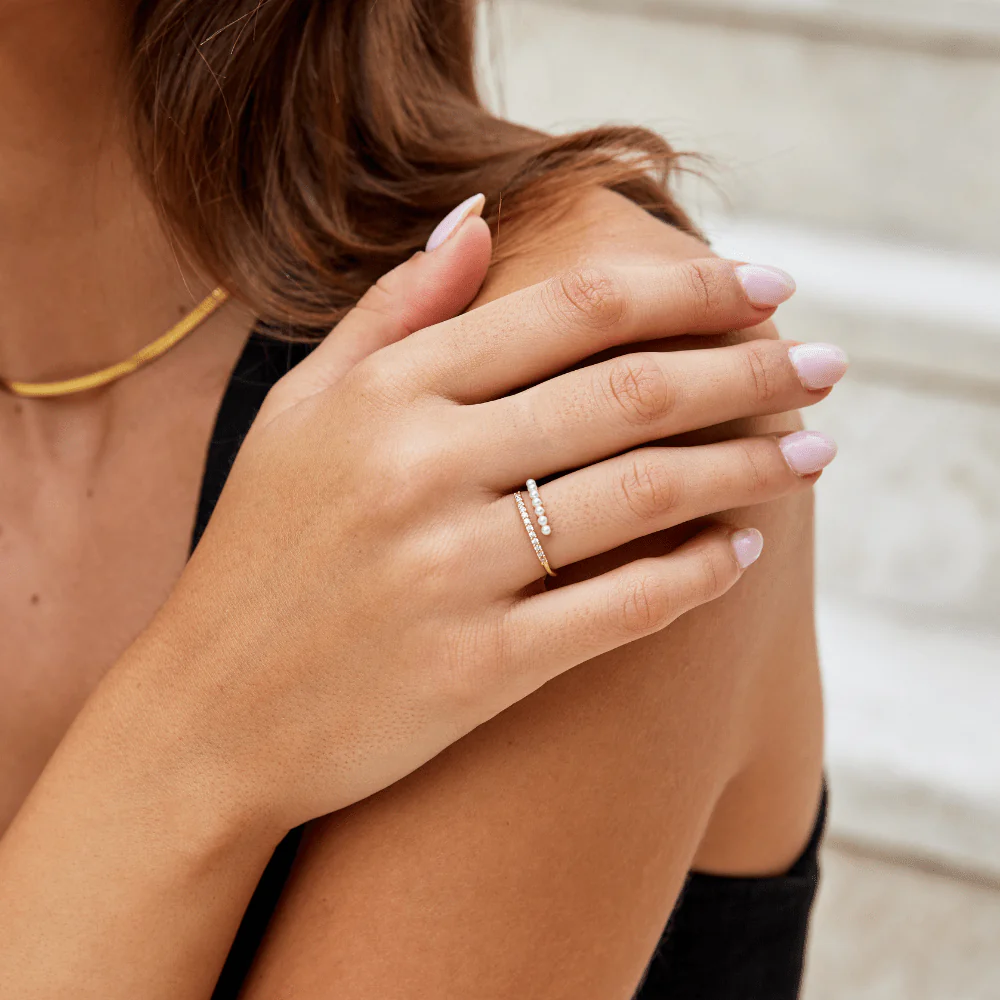 “Wrap Me” Pearl & Crystal Ring - Image 8