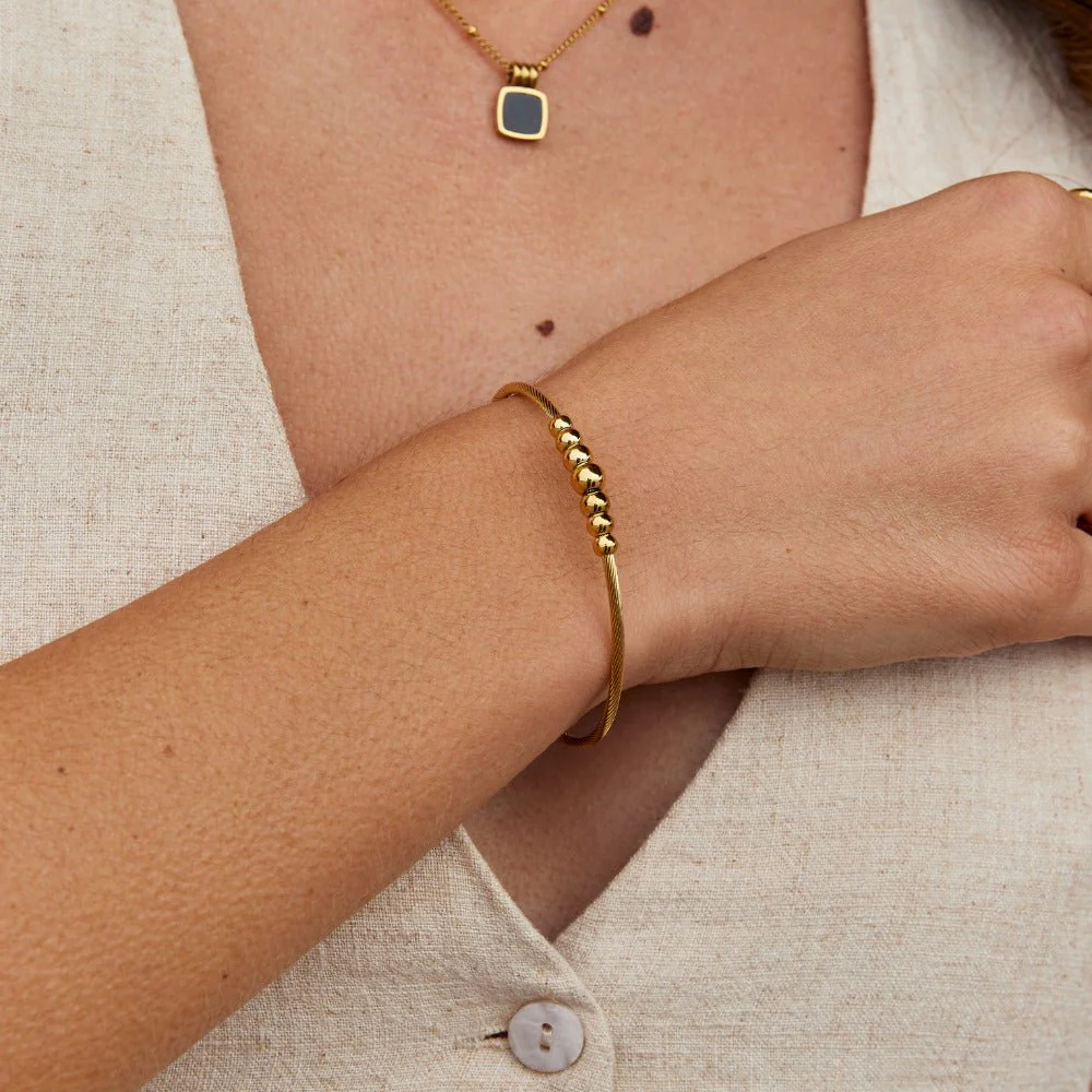 Yuri Gold Bead Bangle - Image 2